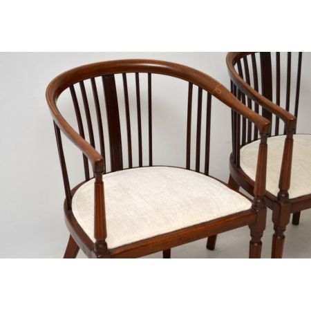 Paar antike edwardian Intarsien Mahagoni Sessel  1890