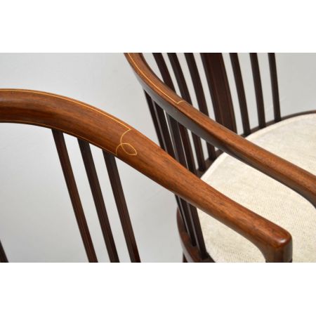 Paar antike edwardian Intarsien Mahagoni Sessel  1890