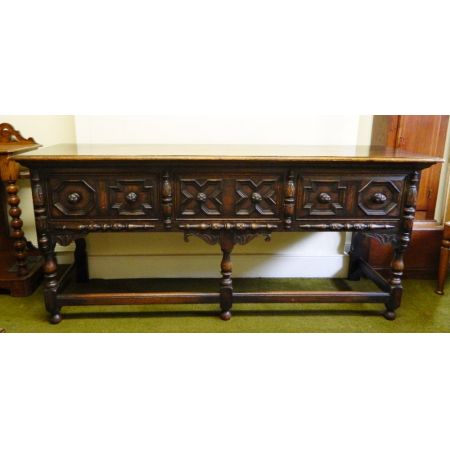 Massives Eichen Sideboard 1920 in Jacobean Stil