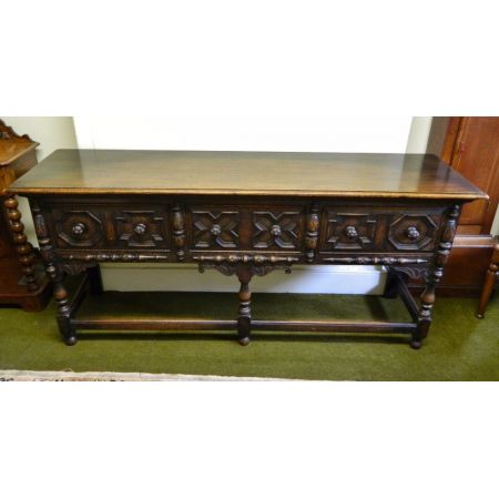 Massives Eichen Sideboard 1920 in Jacobean Stil