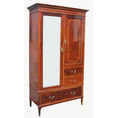 Ein original viktorianischer Mahagoni und Satinholz gebänderter zweitüriger Kleiderschrank   1890 