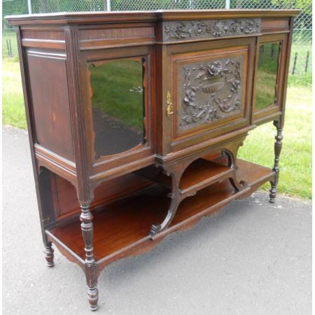 Attraktives Edwardianisches antikes Mahagoni Chiffonnier Sideboard gschnitzt um 1890