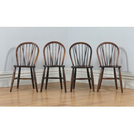 Original spätviktorianisches Stuhlset 4-teilig aus massiver Esche, Ulme und Buche von 1900