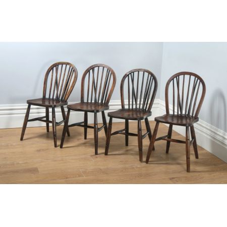 Original spätviktorianisches Stuhlset 4-teilig aus massiver Esche, Ulme und Buche von 1900