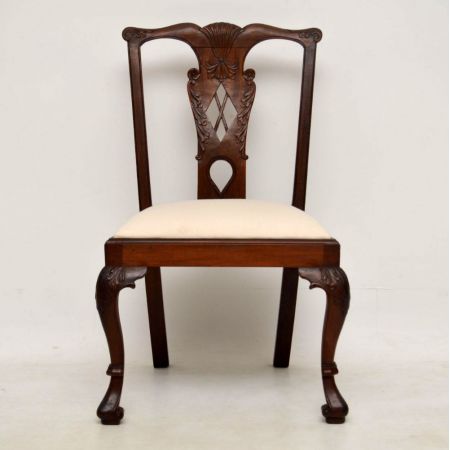 Vier schöne Esszimmerstühle Chippendale-Stil original von 1890 aus Mahagoniholz