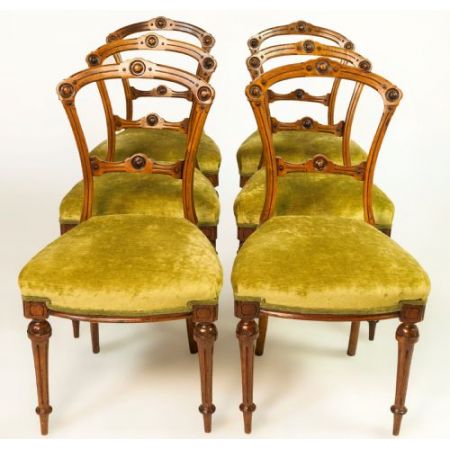 6 Stühle aus Nussbaumholz, original viktorianisch von 1870