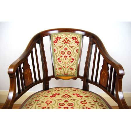 Komfortabler edwardianischer antiker Mahagoni Stuhl 1890 