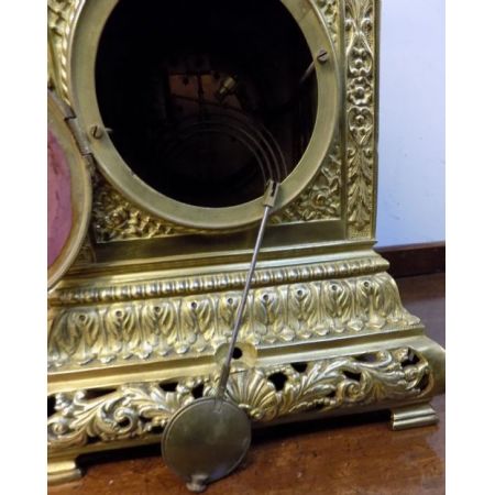 Große, original Viktorianische, französische mit Messing verkleidete Bracket Uhr 