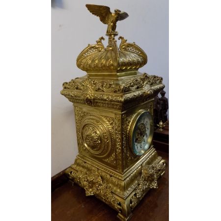 Große, original Viktorianische, französische mit Messing verkleidete Bracket Uhr 