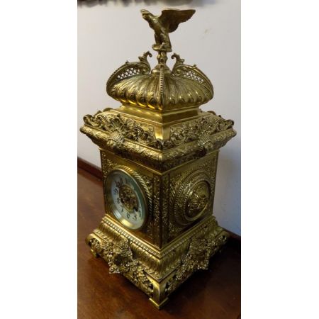 Große, original Viktorianische, französische mit Messing verkleidete Bracket Uhr 