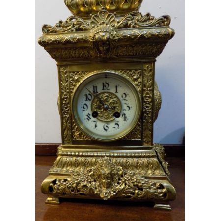 Große, original Viktorianische, französische mit Messing verkleidete Bracket Uhr 