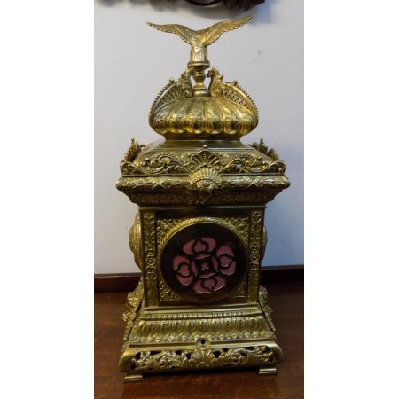 Große, original Viktorianische, französische mit Messing verkleidete Bracket Uhr 