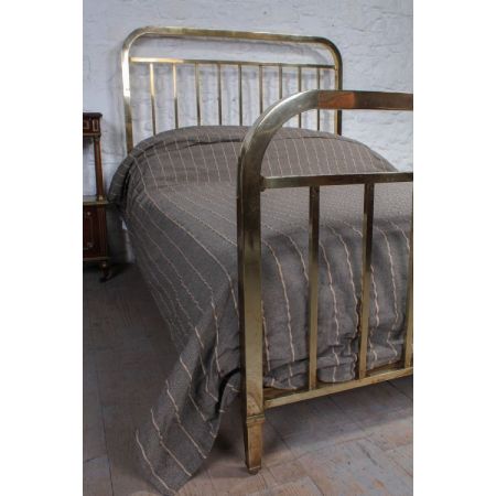 Schlichtes original französisches Messing Doppelbett  1920 