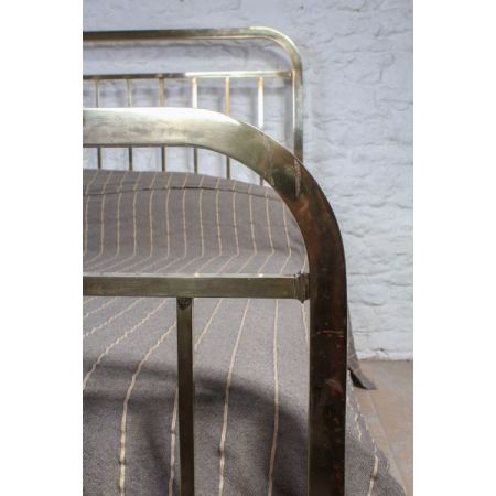 Schlichtes original französisches Messing Doppelbett  1920 