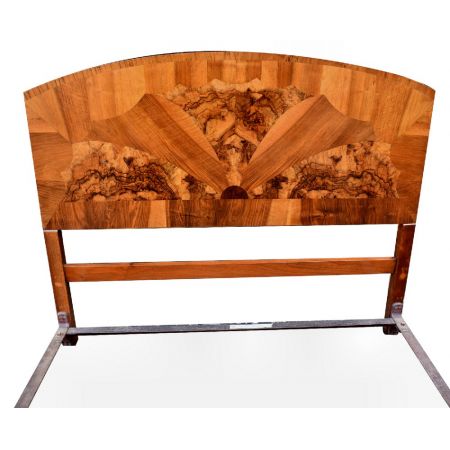 1930er Art-Deco-Doppelbett aus Nussbaum