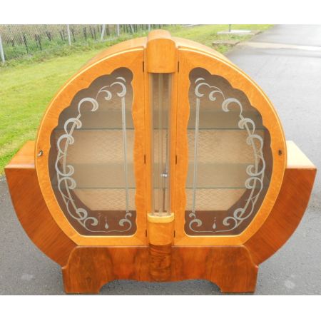 Art Deco Vitrinenschrank Massivholz Nussbaum Original 1930 SA2042b