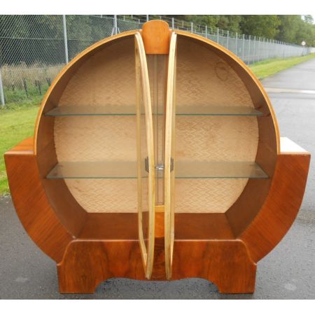 Art Deco Vitrinenschrank Massivholz Nussbaum Original 1930 SA2042b
