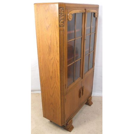 Bücherschrank aus Eiche, golden um 1920 SA2042c