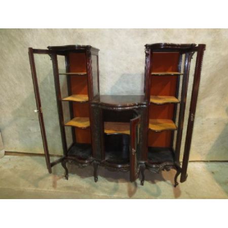 Französischer Vitrinenschrank Mahagoni Massivholz 1920 SA2042e