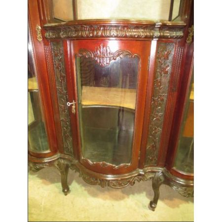 Französischer Vitrinenschrank Mahagoni Massivholz 1920 SA2042e