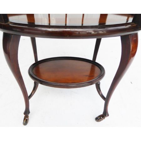 Ovale Edwardian Vitrine Mahagoni Massivholz Edwardian 1890