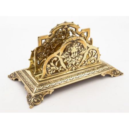 Viktorianisches Briefgestell aus Messing um 1890