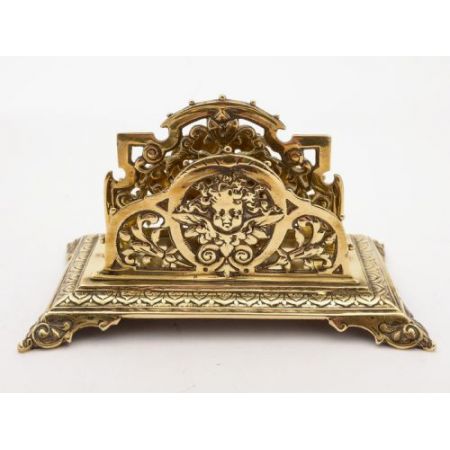 Viktorianisches Briefgestell aus Messing um 1890