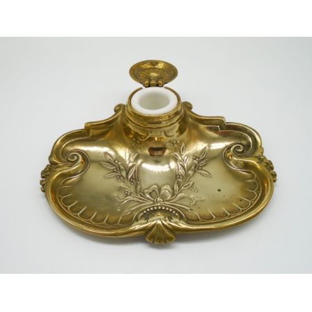 Wunderschönes Tintenfass aus Messing, französisch Jugendstil, 1880