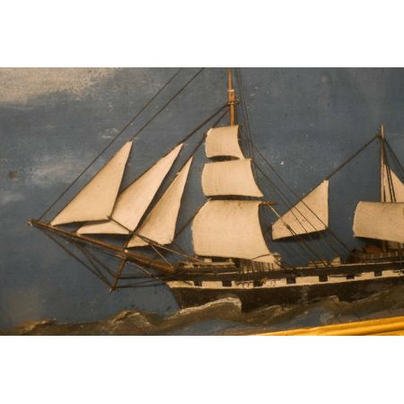 Diorama eines Segelschiffes, Original 19. Jahrhundert