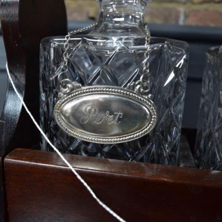 Original Mahagoni Silber Flaschenhalter Tantalus Rarität ca 1900