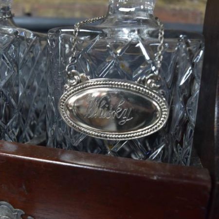 Original Mahagoni Silber Flaschenhalter Tantalus Rarität ca 1900