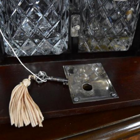 Original Mahagoni Silber Flaschenhalter Tantalus Rarität ca 1900