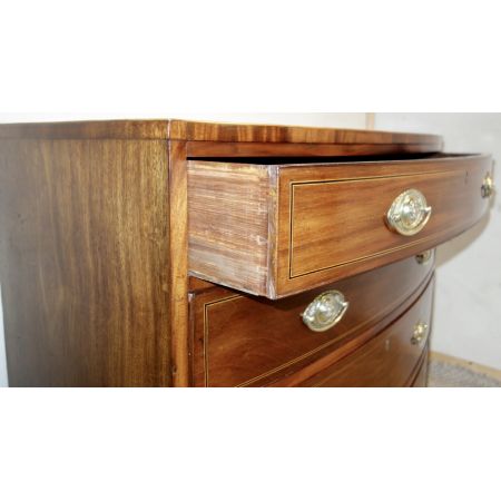 Georgianischer Bow Front Kommode, Massivholz Mahagoni, 1830
