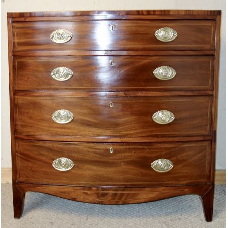 Georgianischer Bow Front Kommode, Massivholz Mahagoni, 1830