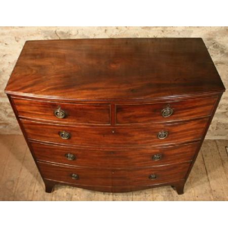 Original Bow Front Kommode, Mahagoni Massivholz, 1850