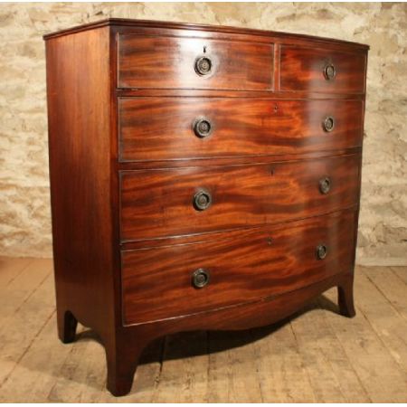 Original Bow Front Kommode, Mahagoni Massivholz, 1850