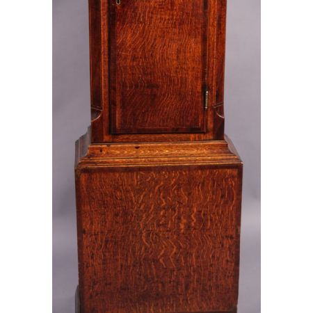  Georgianische original antike Uhr aus Eiche mit Mahagoni Massivholz Verzierungen, 1800