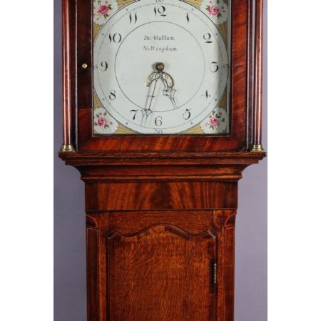  Georgianische original antike Uhr aus Eiche mit Mahagoni Massivholz Verzierungen, 1800