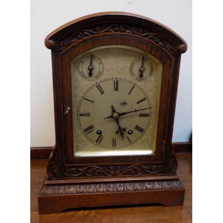 Original antike Winterhalder & Hoffmeir Uhr in geschnitztem Gehäuse aus Eiche, 1900