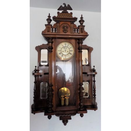 Englische antike große Gustav Becker Wanduhr, Wien 1900, Walnuss