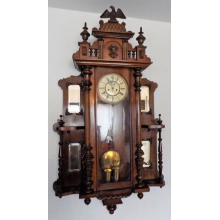 Englische antike große Gustav Becker Wanduhr, Wien 1900, Walnuss