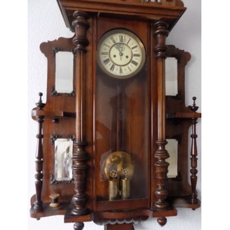 Englische antike große Gustav Becker Wanduhr, Wien 1900, Walnuss