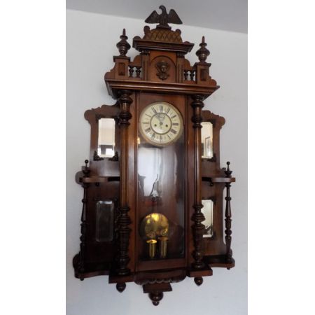 Englische antike große Gustav Becker Wanduhr, Wien 1900, Walnuss