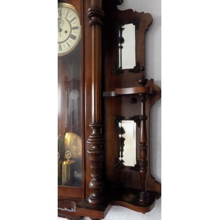 Englische antike große Gustav Becker Wanduhr, Wien 1900, Walnuss