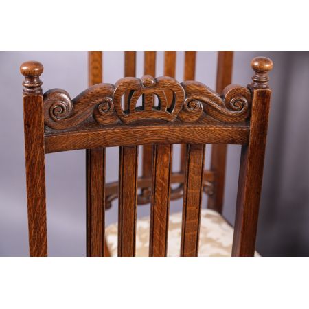 Englisches antikes Stuhlset mit 8 Stühlen aus Eiche, Esszimmerstühle, 1910