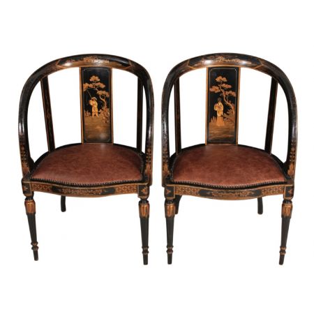 Original antike asiatische Stühle Armstühle Massivholz lackiert 1920 japanisch chinesisch