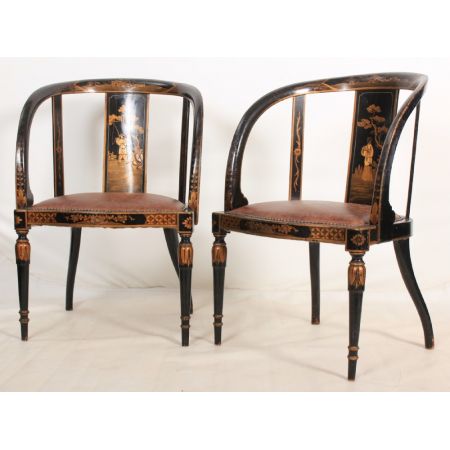 Original antike asiatische Stühle Armstühle Massivholz lackiert 1920 japanisch chinesisch