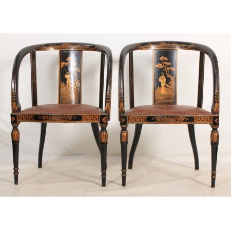 Original antike asiatische Stühle Armstühle Massivholz lackiert 1920 japanisch chinesisch