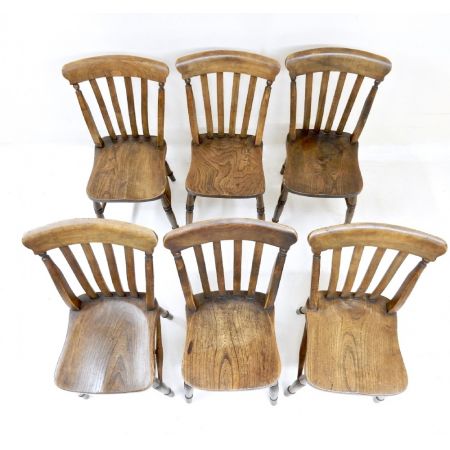 6 original viktorianische Ulmen Stühle Esszimmerstühle Massivholz 1850