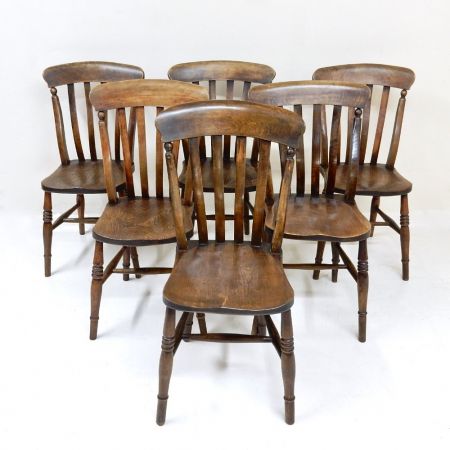 6 original viktorianische Landhaus Esszimmer Stühle Buche Ulme Massivholz Küchenstühle 